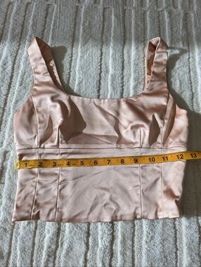 Artizia Wildfred Shine Bustier Blush Pink Satin Crop Top Coral